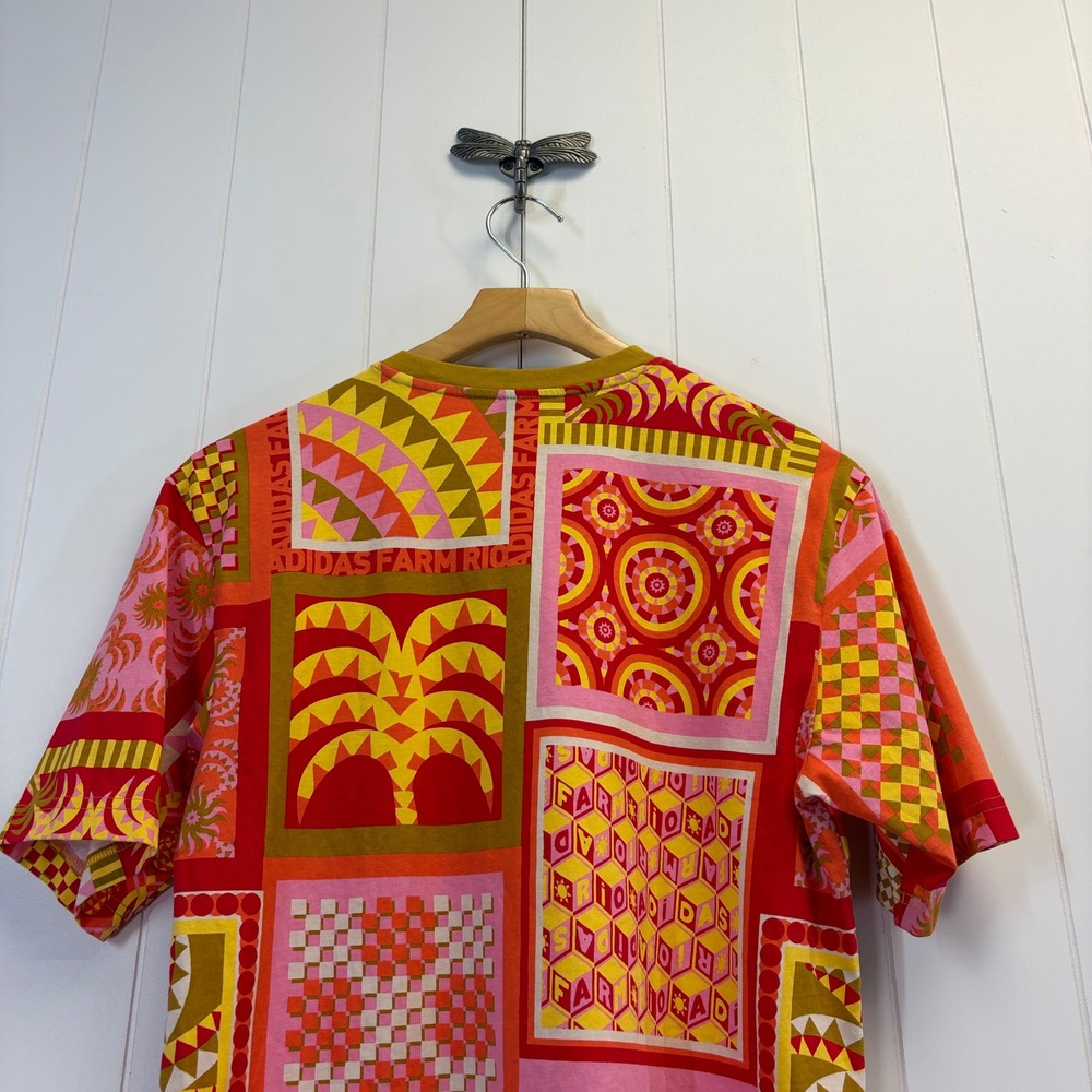 Adidas Farm Rio Streetwear Patchwork Graphic Shirt Dress Size XS Oversized Chic - Picture 8 of 9